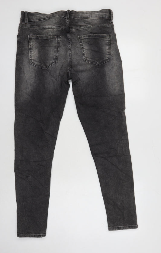 M&S Womens Grey Cotton Skinny Jeans Size 12 L27 in Regular