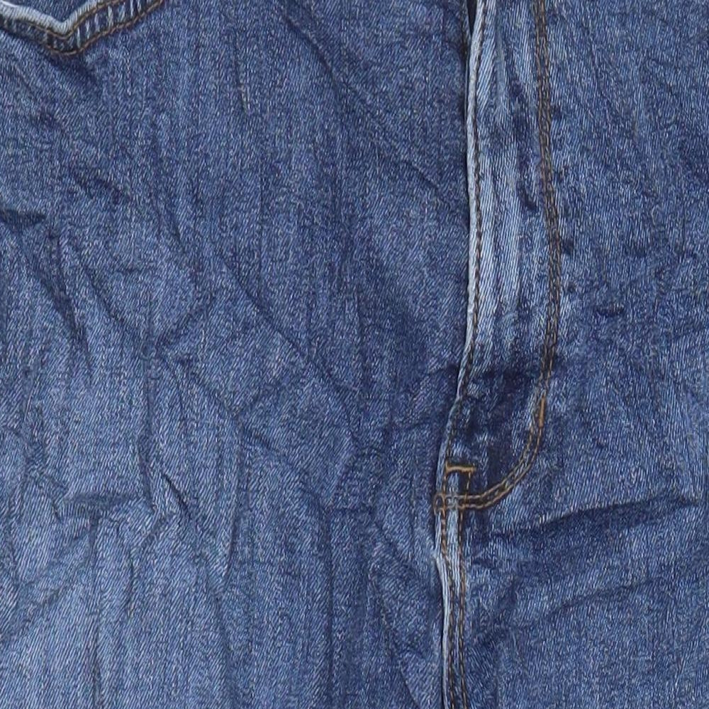 M&S Mens Blue Cotton Straight Jeans Size 34 in L25 in Regular