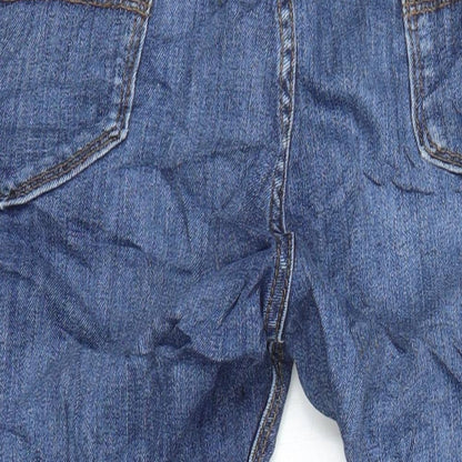 M&S Mens Blue Cotton Straight Jeans Size 34 in L25 in Regular