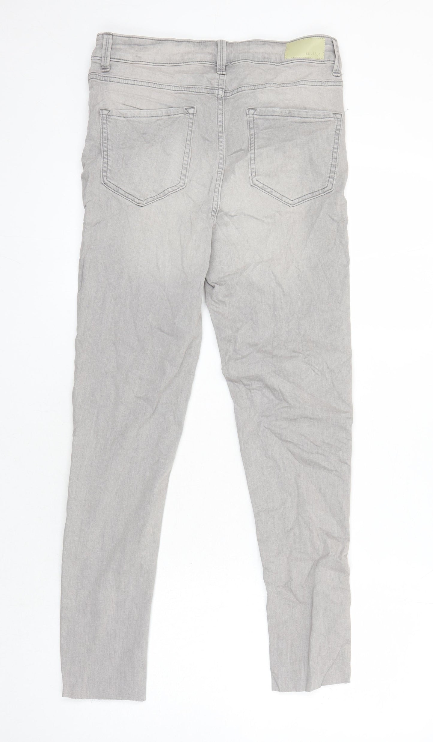 M&S Womens Grey Cotton Skinny Jeans Size 12 L26 in Regular