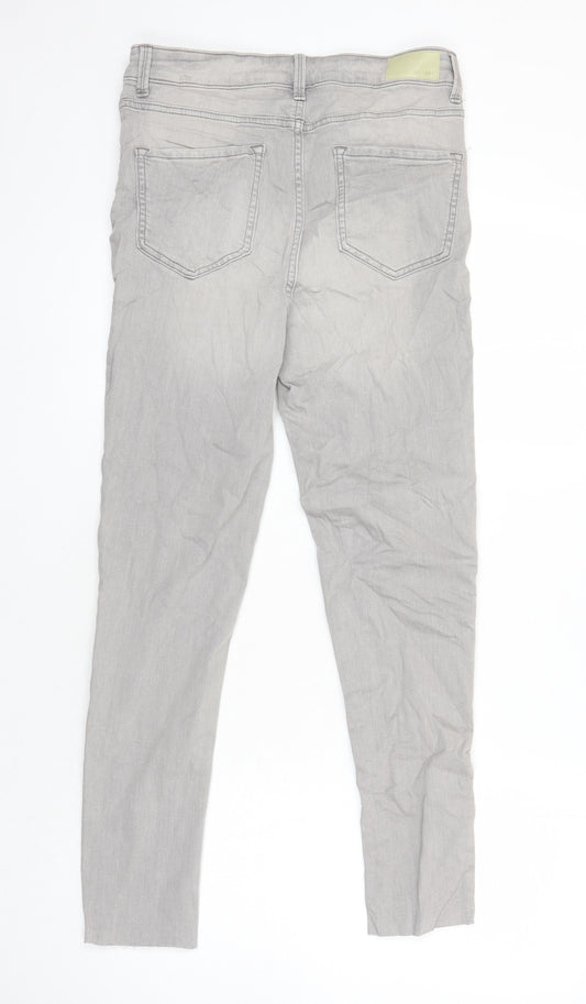 M&S Womens Grey Cotton Skinny Jeans Size 12 L26 in Regular