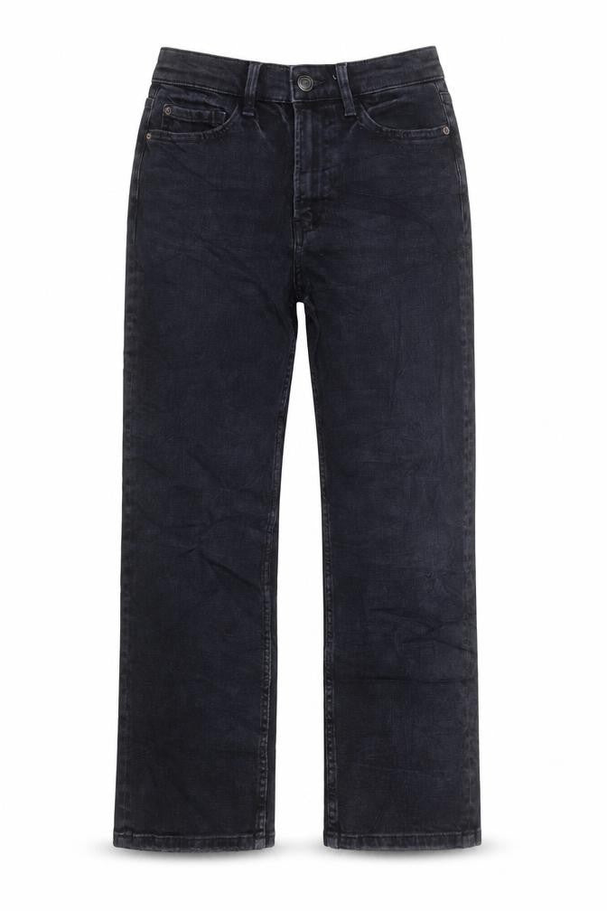 Marks & Spencer Womens Black Cotton Straight Jeans Size 6 L23 in Regular