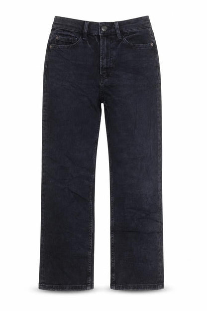 Marks & Spencer Womens Black Cotton Straight Jeans Size 6 L23 in Regular