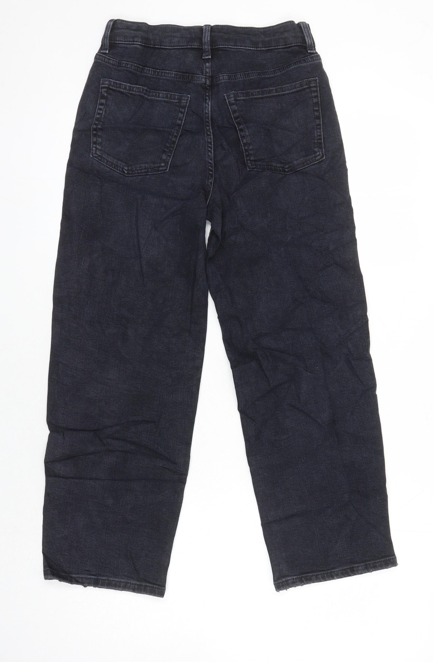 M&S Womens Black Cotton Straight Jeans Size 6 L23 in Regular