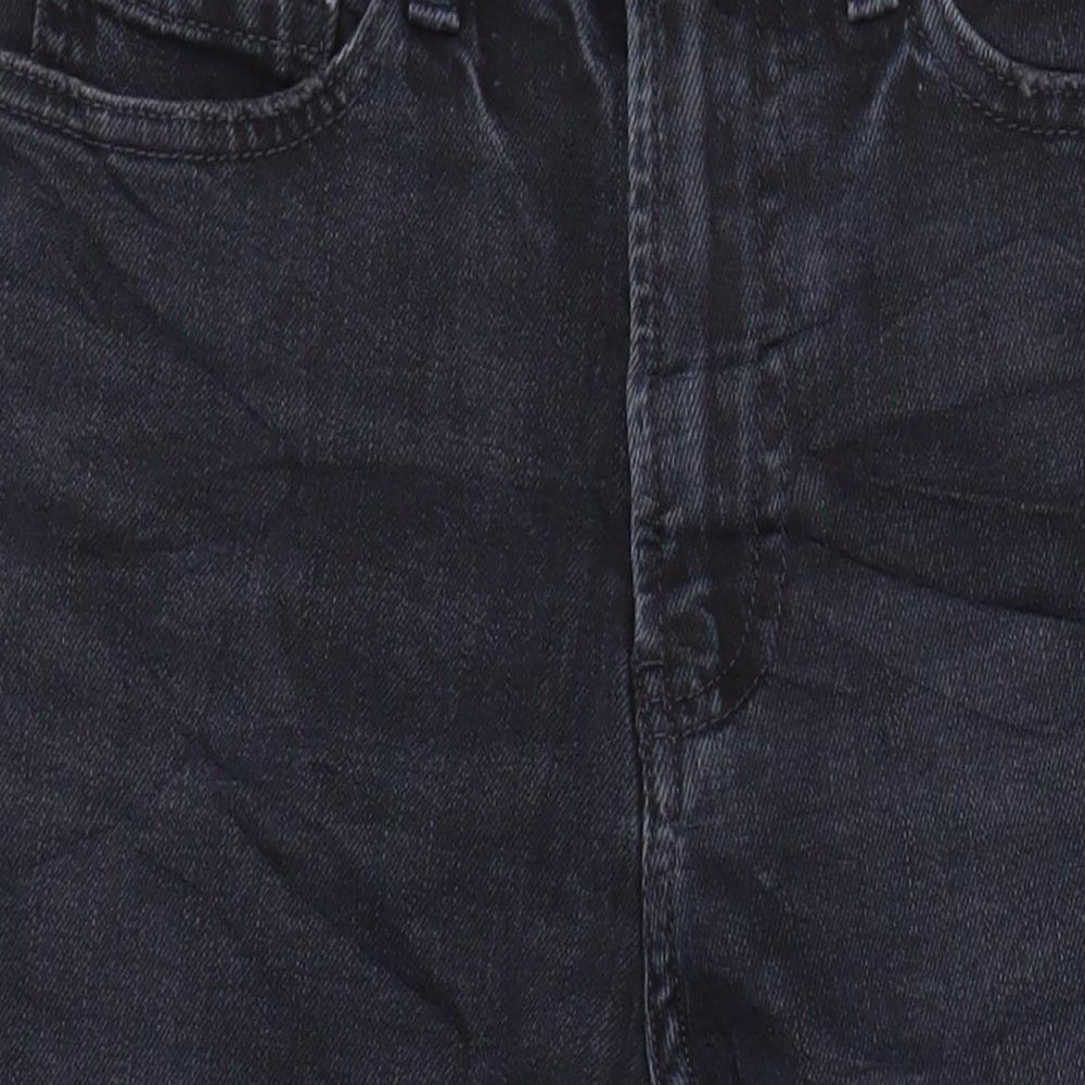 M&S Womens Black Cotton Straight Jeans Size 6 L23 in Regular