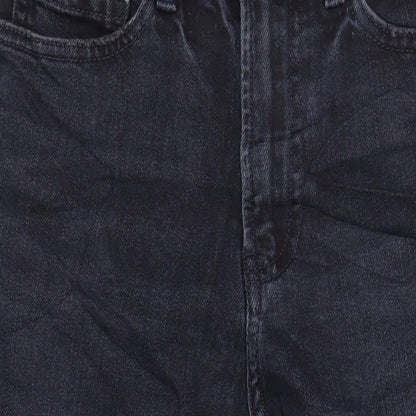 M&S Womens Black Cotton Straight Jeans Size 6 L23 in Regular