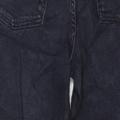 M&S Womens Black Cotton Straight Jeans Size 6 L23 in Regular