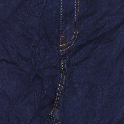 M&S Womens Blue Herringbone Cotton Skinny Jeans Size 12 L23.5 in Regular
