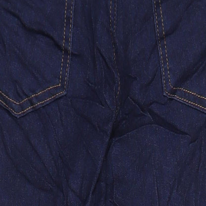 M&S Womens Blue Herringbone Cotton Skinny Jeans Size 12 L23.5 in Regular