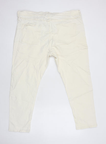 M&S Womens Ivory Cotton Tapered Jeans Size 20 in L24 in Regular