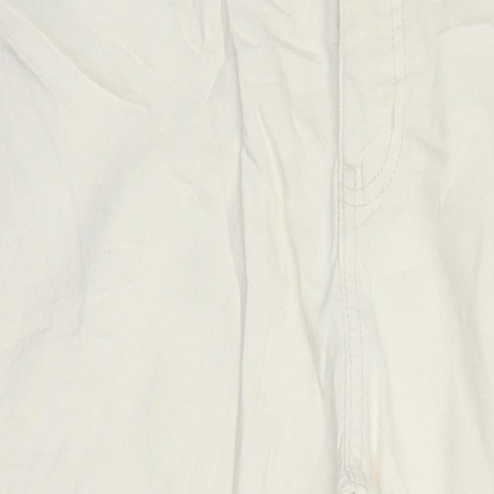 M&S Womens Ivory Cotton Tapered Jeans Size 14 L27.5 in Regular