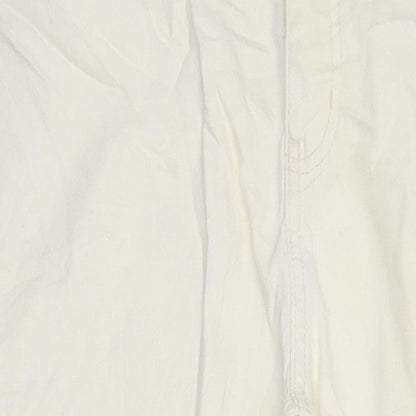 M&S Womens Ivory Cotton Tapered Jeans Size 14 L27.5 in Regular
