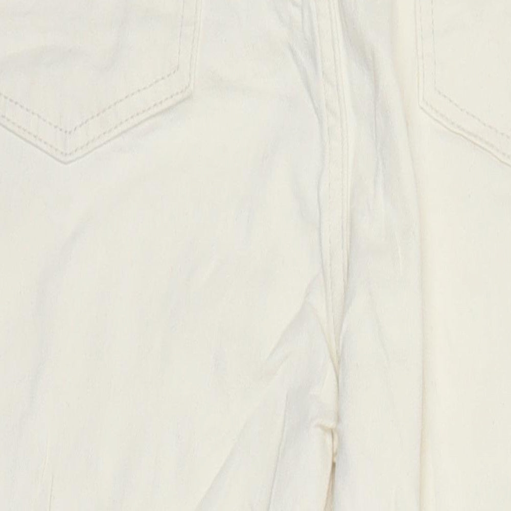 M&S Womens Ivory Cotton Tapered Jeans Size 14 L27.5 in Regular