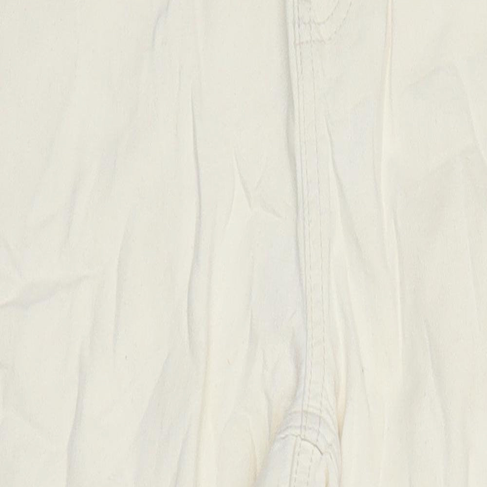 M&S Womens Ivory Cotton Tapered Jeans Size 14 L28.5 in Regular