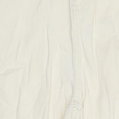 M&S Womens Ivory Cotton Tapered Jeans Size 14 L28.5 in Regular