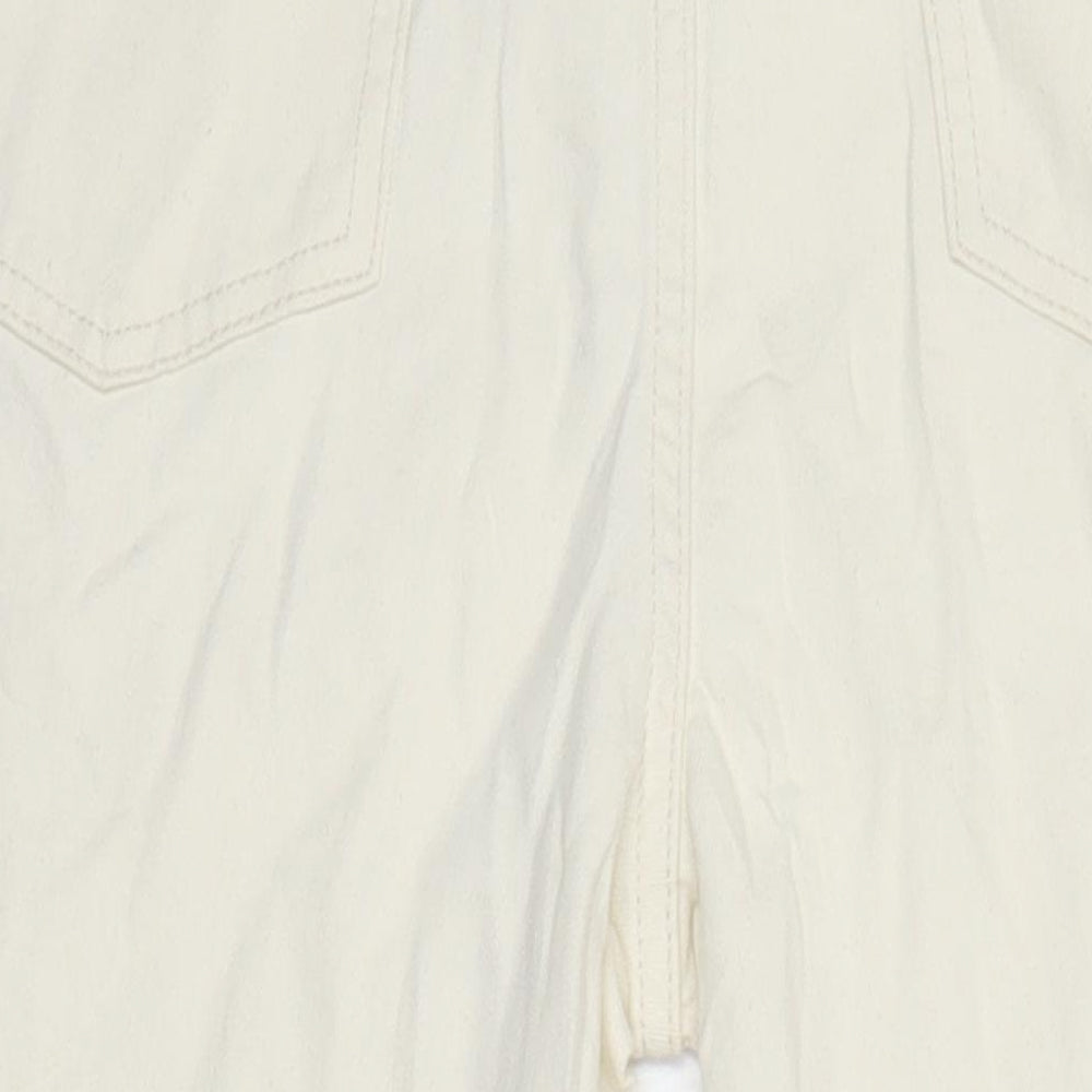 M&S Womens Ivory Cotton Tapered Jeans Size 14 L28.5 in Regular