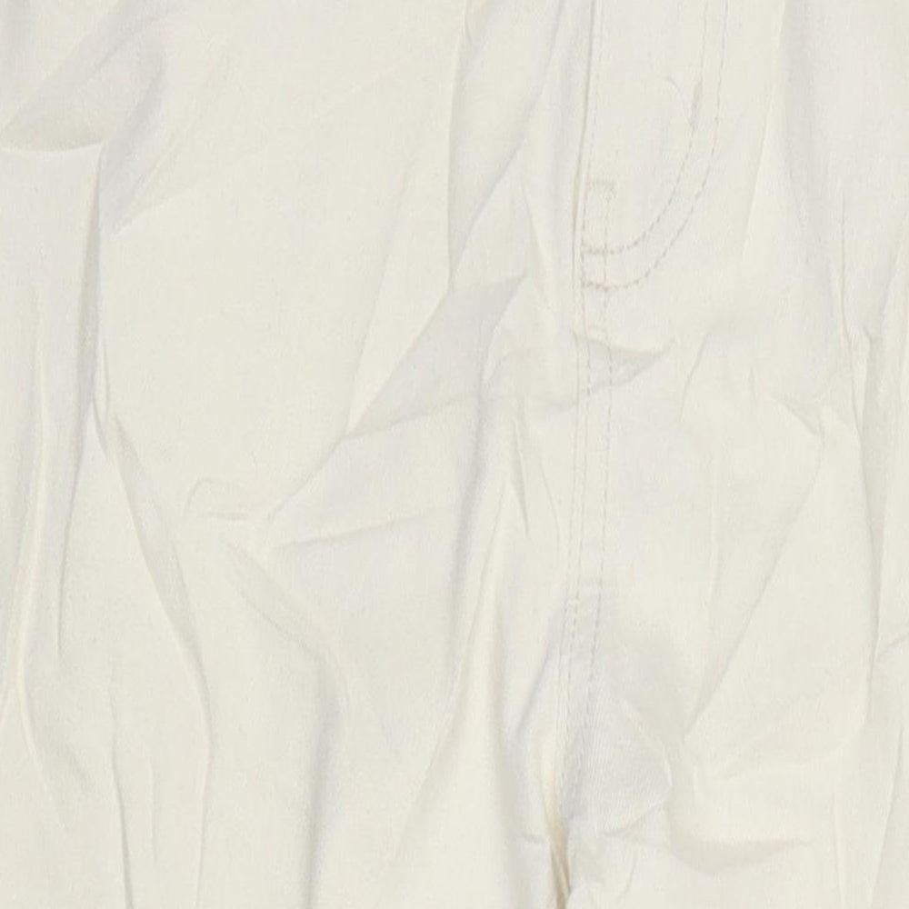 M&S Womens Ivory Cotton Tapered Jeans Size 18 L28.5 in Regular