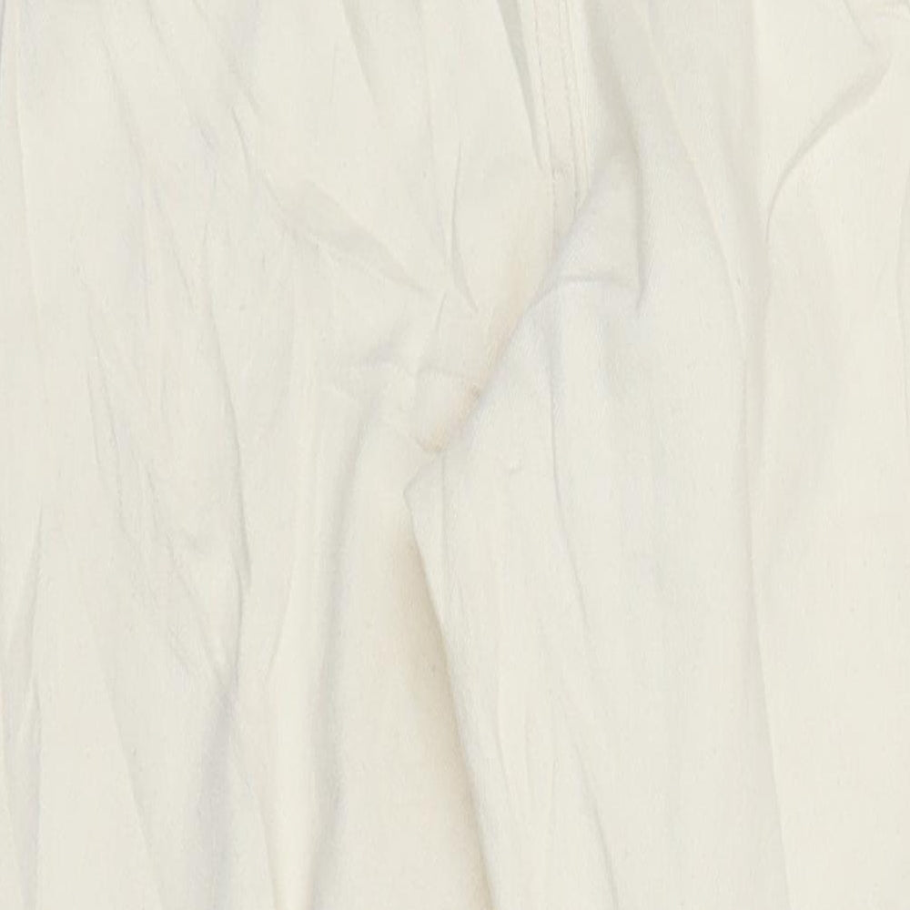 M&S Womens Ivory Cotton Tapered Jeans Size 18 L28.5 in Regular