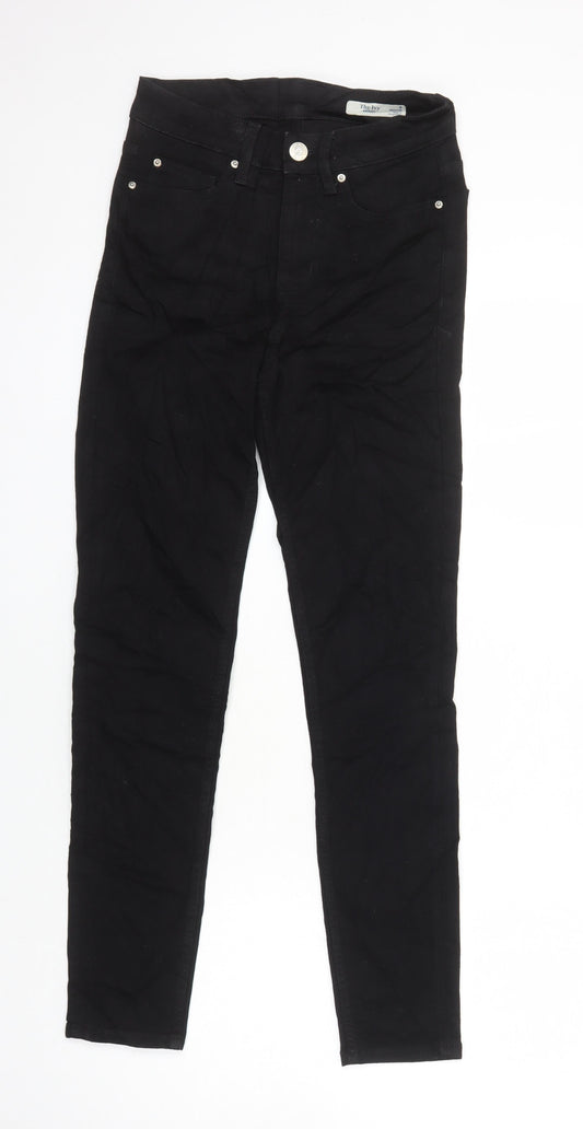 M&S Womens Black Cotton Skinny Jeans Size 6 L28 in Regular