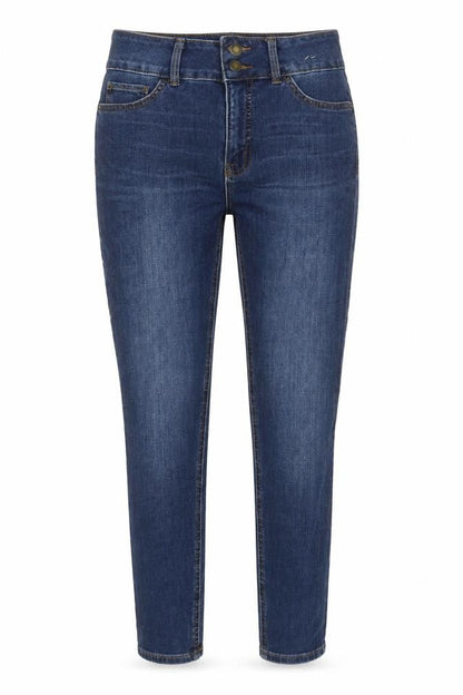 Marks & Spencer Womens Blue Cotton Tapered Jeans Size 8 L25 in Regular