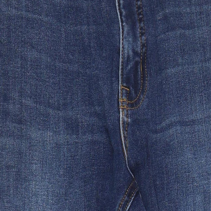 M&S Womens Blue Cotton Tapered Jeans Size 8 L25 in Regular