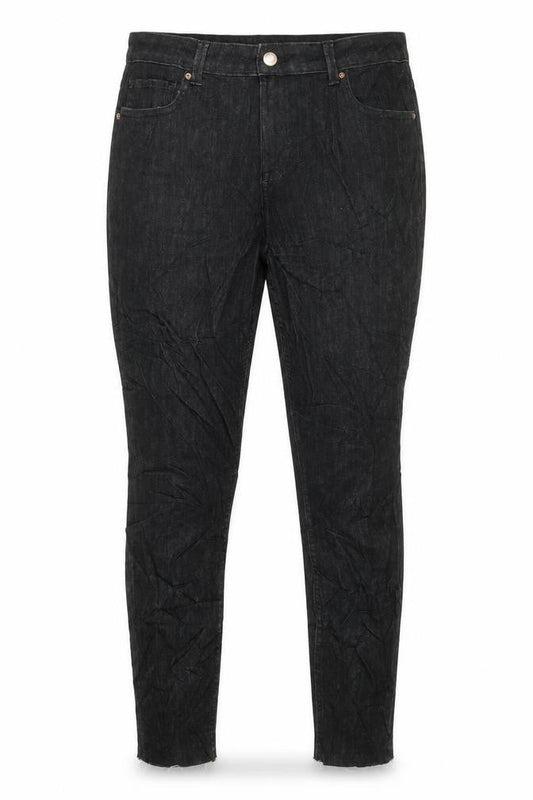 Marks & Spencer Womens Black Cotton Skinny Jeans Size 14 L27 in Regular - Distressed Hems