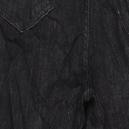 M&S Womens Black Cotton Skinny Jeans Size 14 L27 in Regular - Distressed Hems