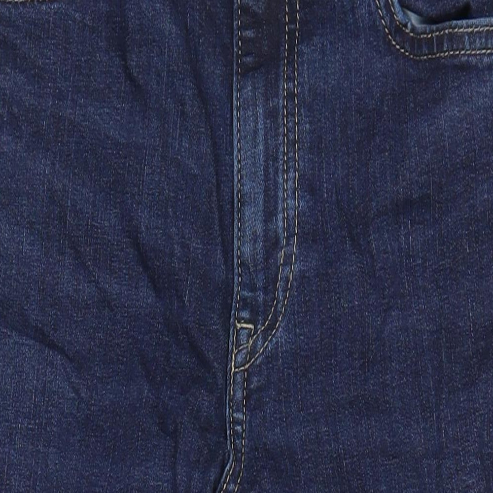 M&S Womens Blue Cotton Straight Jeans Size 8 L22 in Regular
