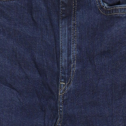 M&S Womens Blue Cotton Straight Jeans Size 8 L22 in Regular