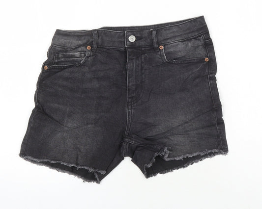 Marks & Spencer Womens Black Cotton Boyfriend Shorts Size 6 Regular