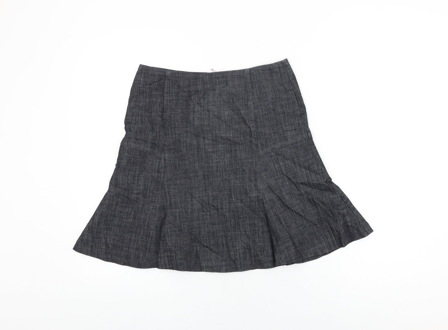 Marks and Spencer Womens Blue Cotton Mini Skirt Size 8 Zip