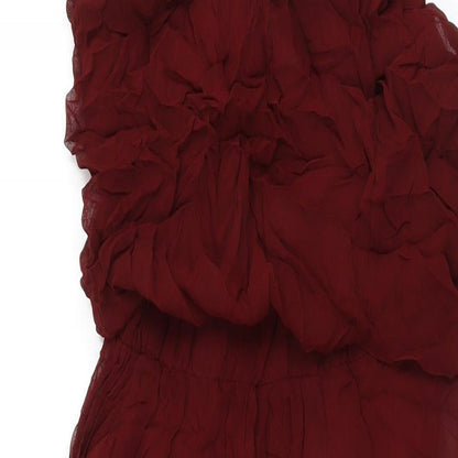 Zara Womens Red Polyester Maxi Size S Square Neck Pullover