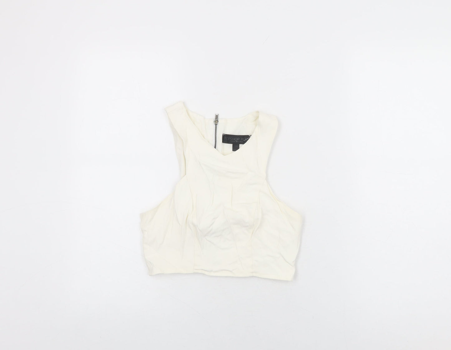 Womens UK Size 8 Topshop White Cropped T-Shirt