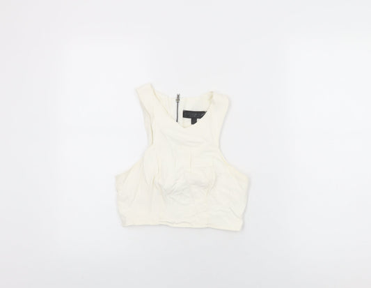 Womens UK Size 8 Topshop White Cropped T-Shirt