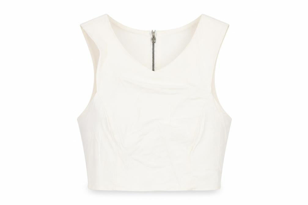 Womens UK Size 8 Topshop White Cropped T-Shirt