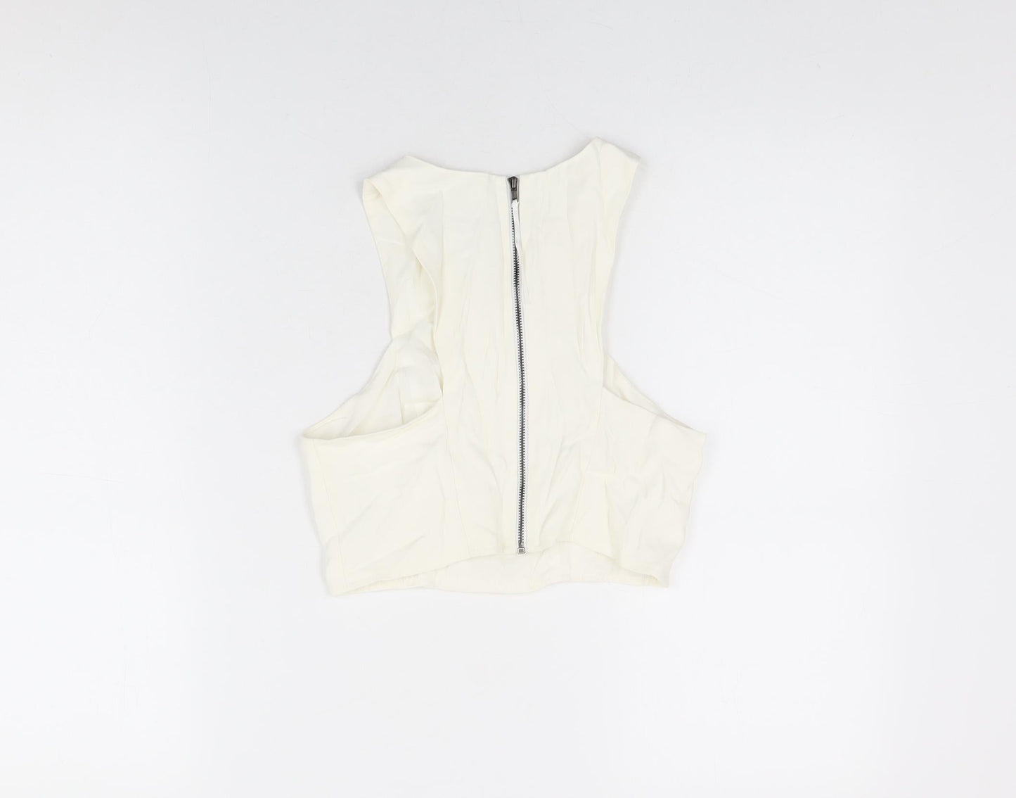 Womens UK Size 8 Topshop White Cropped T-Shirt
