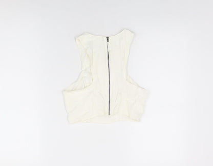 Womens UK Size 8 Topshop White Cropped T-Shirt