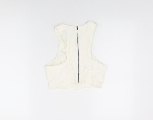 Womens UK Size 8 Topshop White Cropped T-Shirt