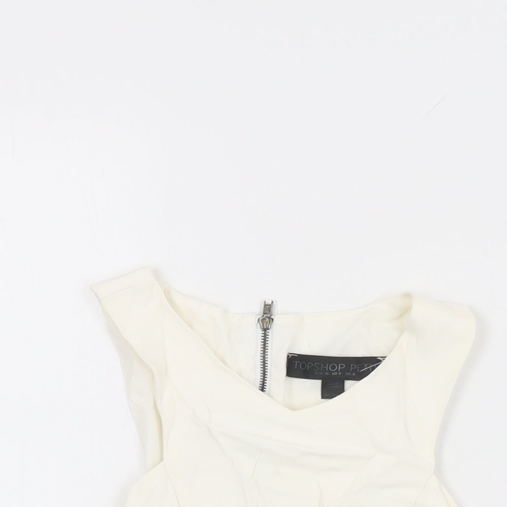Womens UK Size 8 Topshop White Cropped T-Shirt