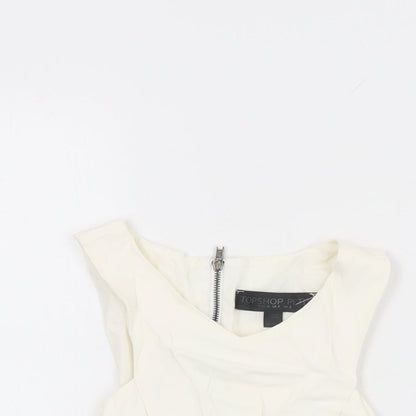 Womens UK Size 8 Topshop White Cropped T-Shirt