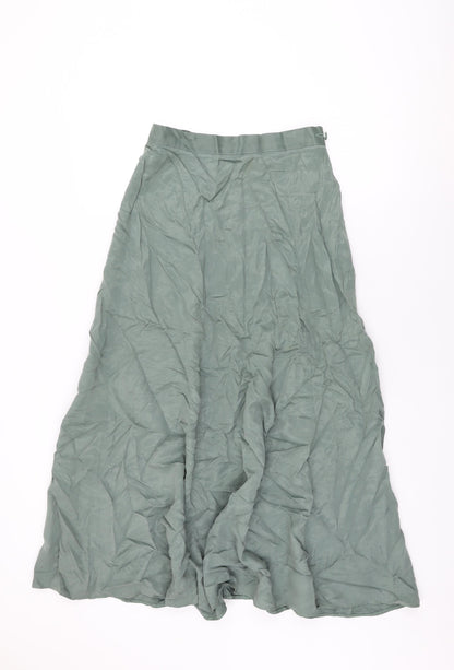Country Casuals Womens Green Viscose Swing Skirt Size 10 Zip