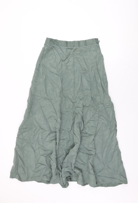 Country Casuals Womens Green Viscose Swing Skirt Size 10 Zip