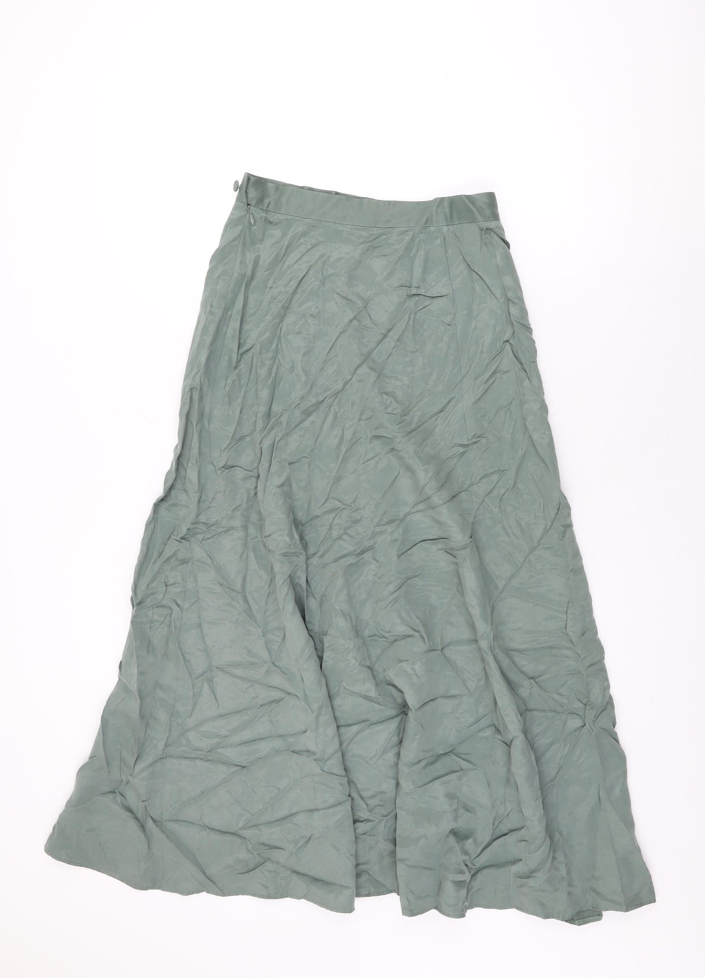 Country Casuals Womens Green Viscose Swing Skirt Size 10 Zip