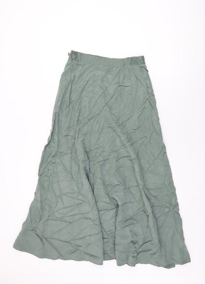 Country Casuals Womens Green Viscose Swing Skirt Size 10 Zip