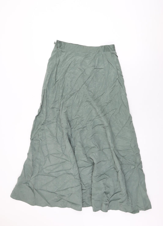 Country Casuals Womens Green Viscose Swing Skirt Size 10 Zip