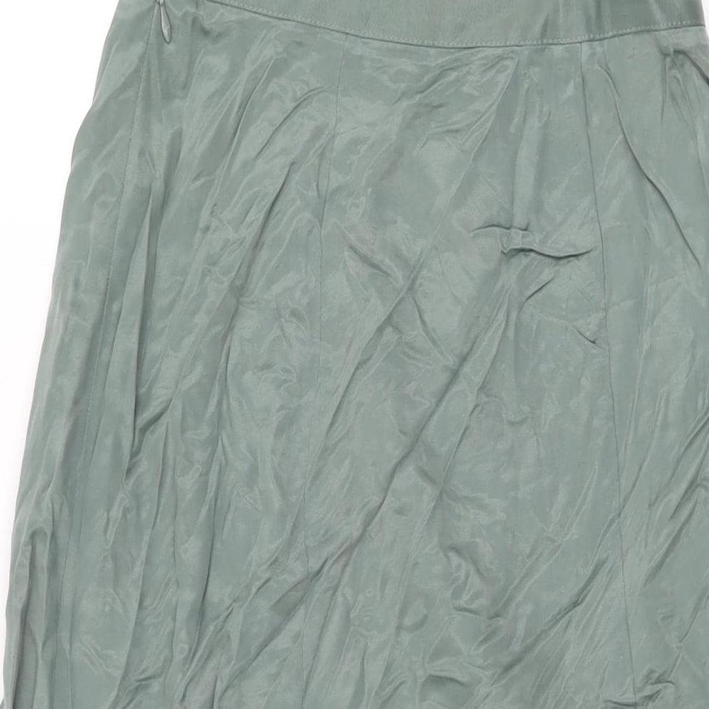 Country Casuals Womens Green Viscose Swing Skirt Size 10 Zip