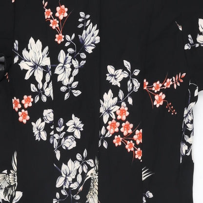 Dorothy Perkins Womens Black Floral Polyester A-Line Size 12 Round Neck Zip