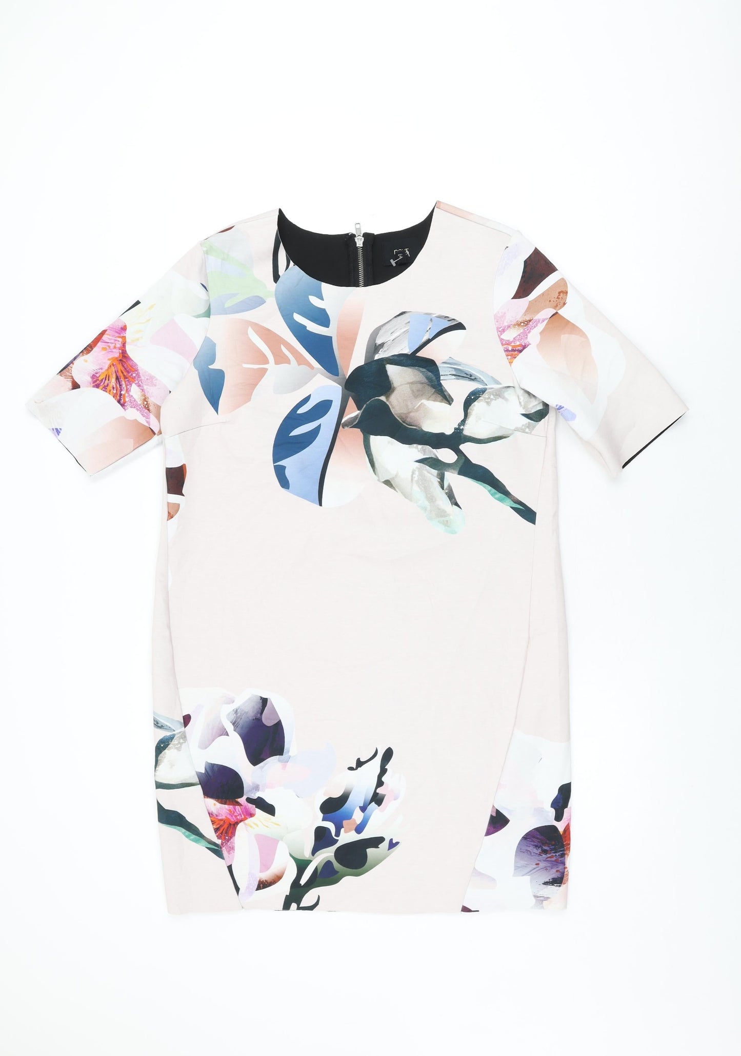 NEXT Womens Pink Floral Viscose Shift Size 12 Round Neck Zip