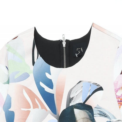 NEXT Womens Pink Floral Viscose Shift Size 12 Round Neck Zip