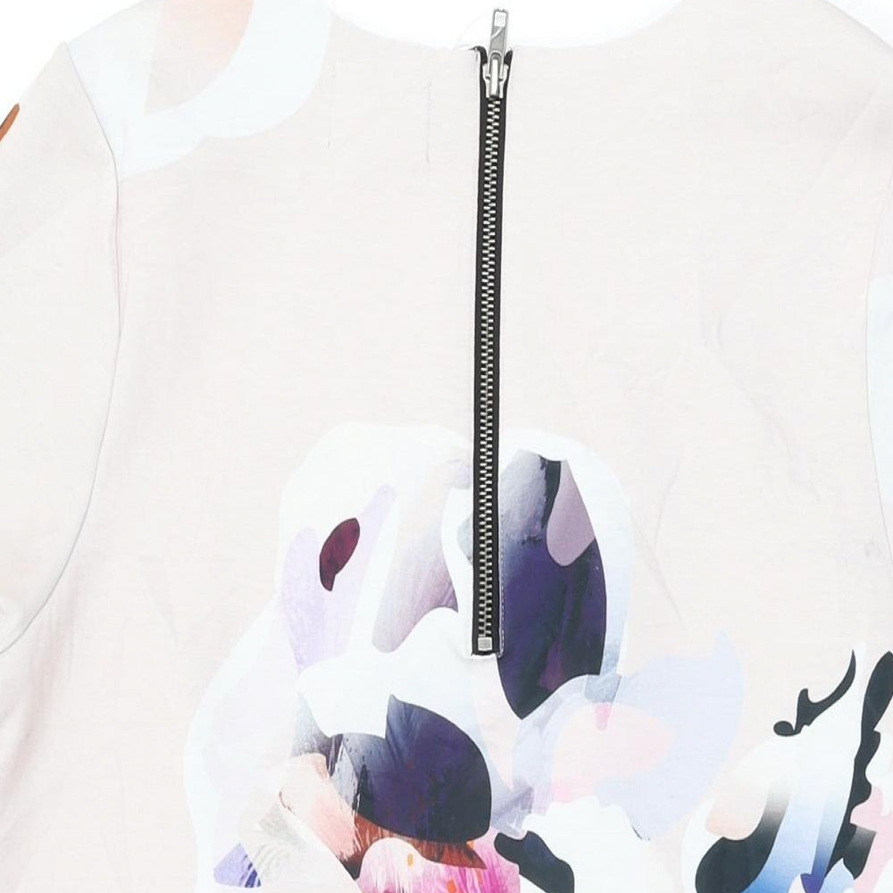 NEXT Womens Pink Floral Viscose Shift Size 12 Round Neck Zip